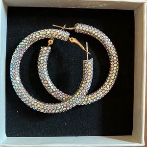 Iridescent hoop disco earrings